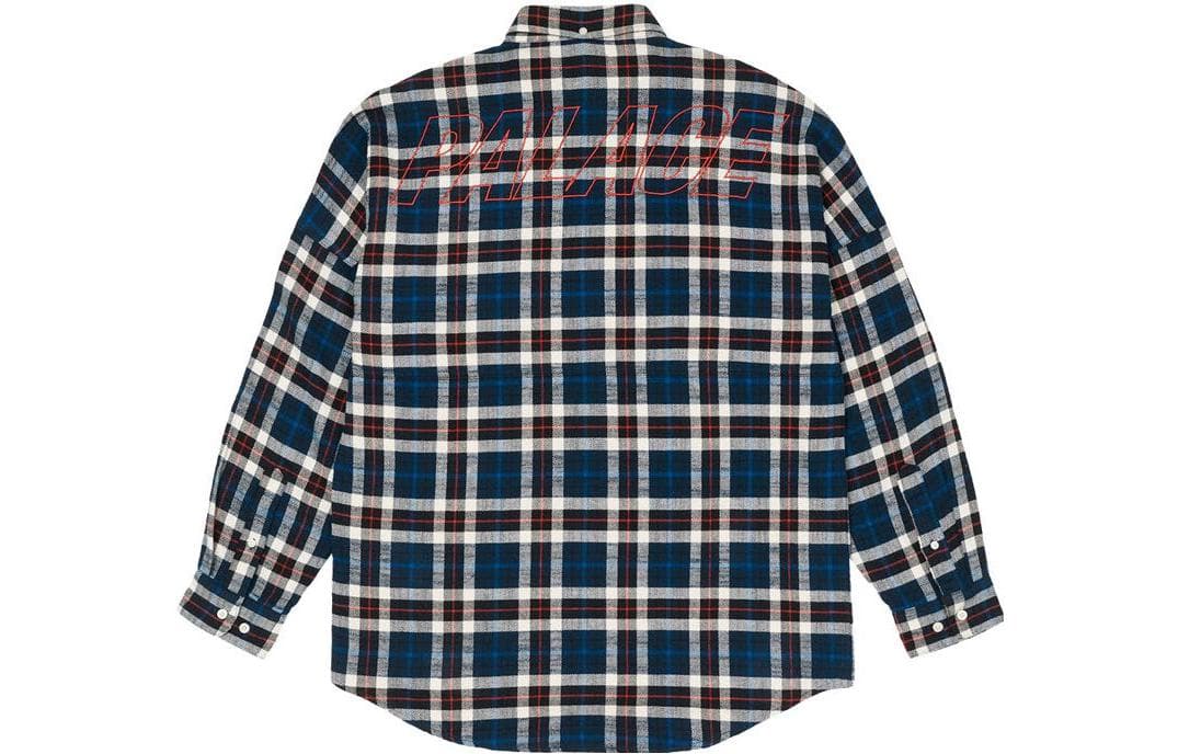 Рубашка PALACE FW22 Flannel Drop Shoulder Shirt Navy - изображение 2