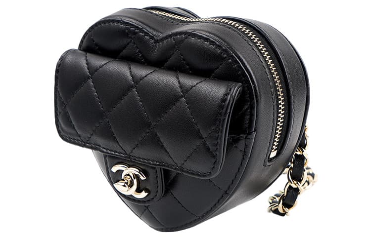 Поясная сумка CHANEL Chain Quilted Heart Mini Bag Black - изображение 3