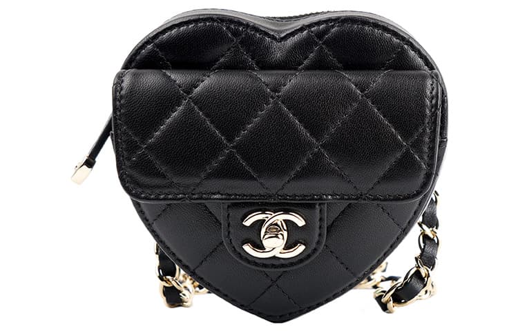 Поясная сумка CHANEL Chain Quilted Heart Mini Bag Black - изображение 2
