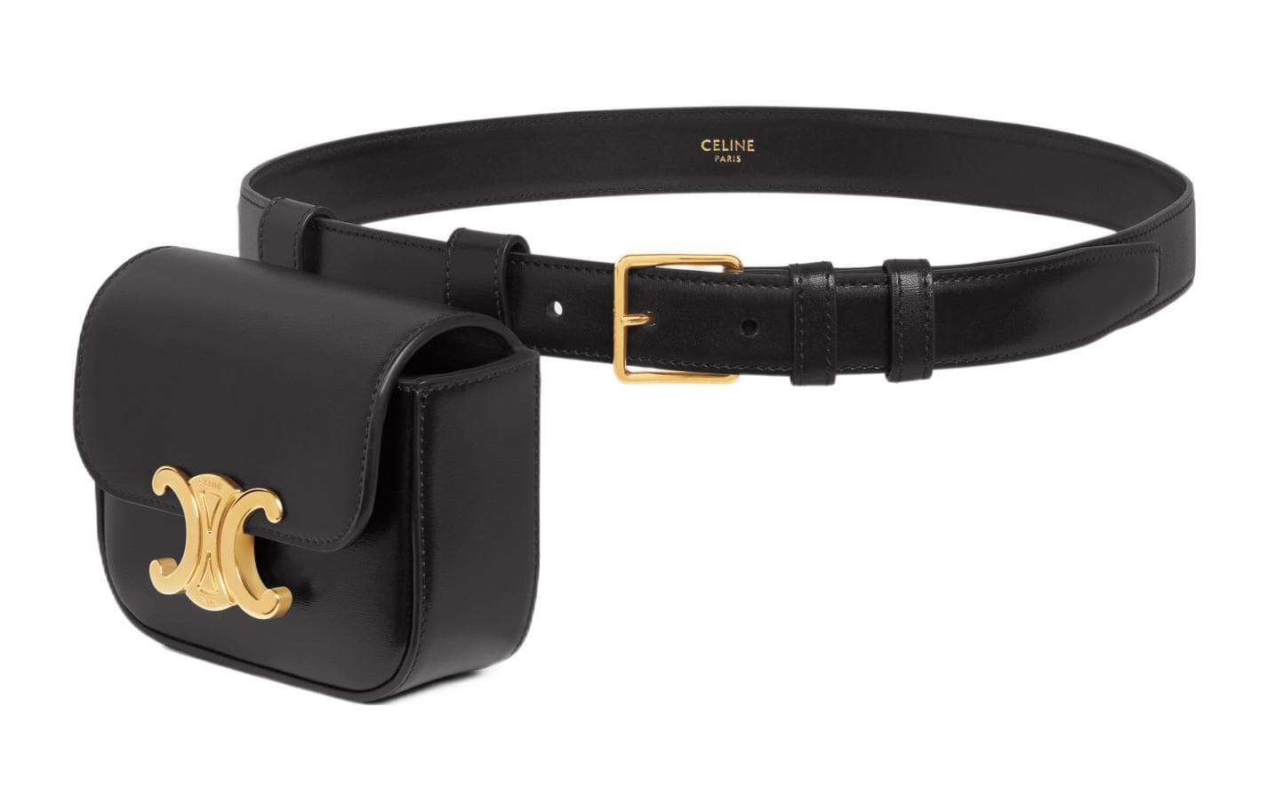 Поясная сумка CELINE Triomphe Mini Waist Bag Black - изображение 2
