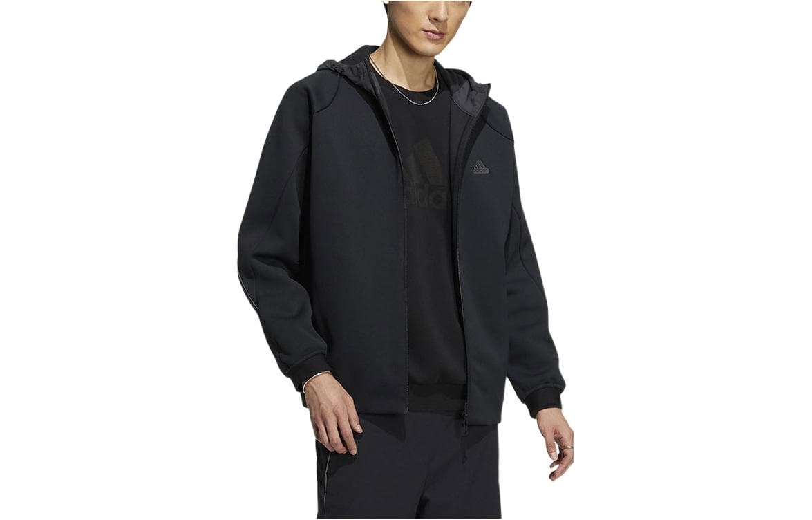 Куртка adidas Solid Logo Hoodie Black - изображение 5