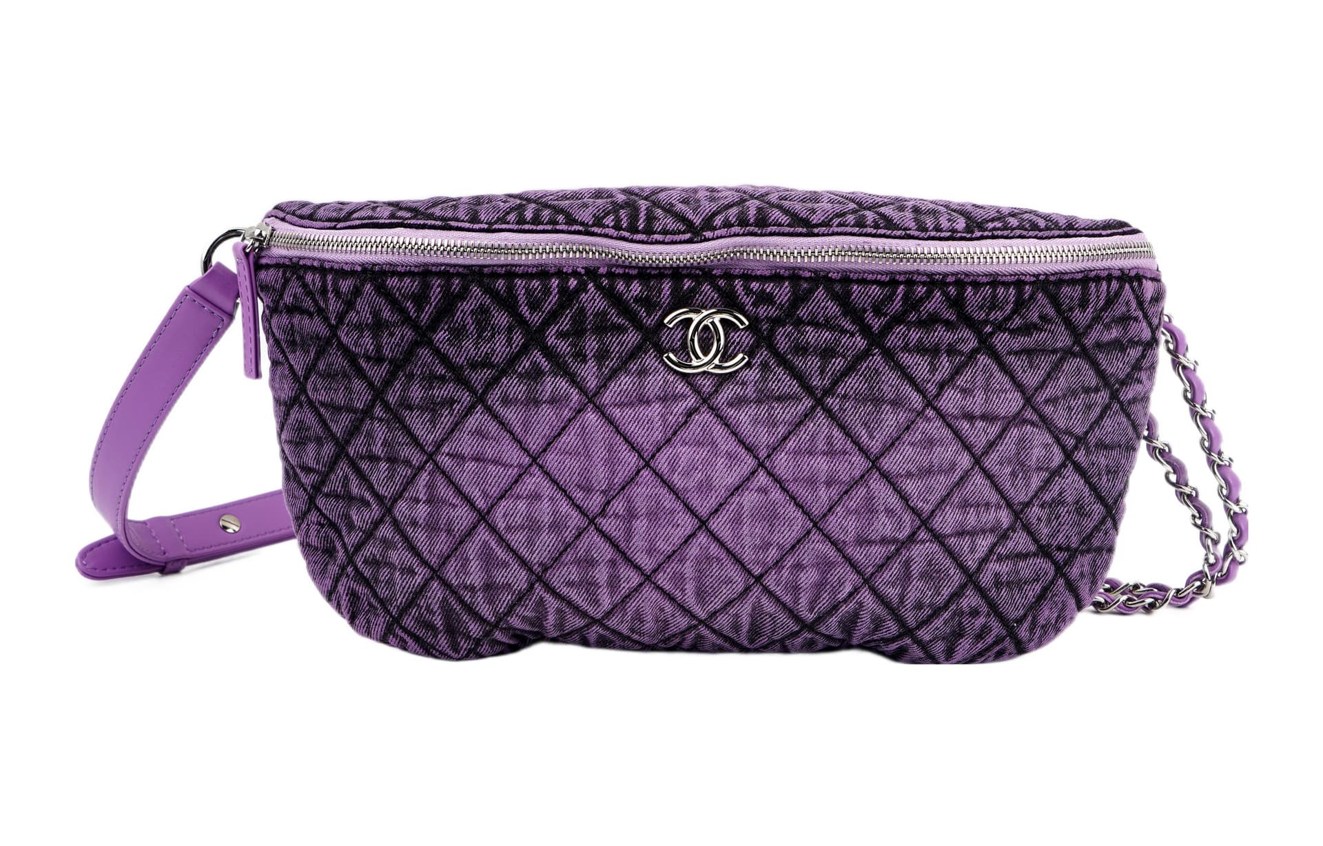 Поясная сумка CHANEL Denim Waist Bag Silver Chain Purple - изображение 1