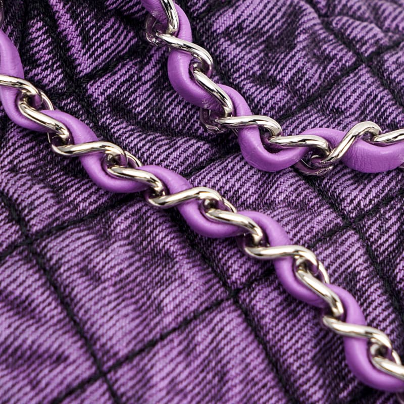 Поясная сумка CHANEL Denim Waist Bag Silver Chain Purple - изображение 5