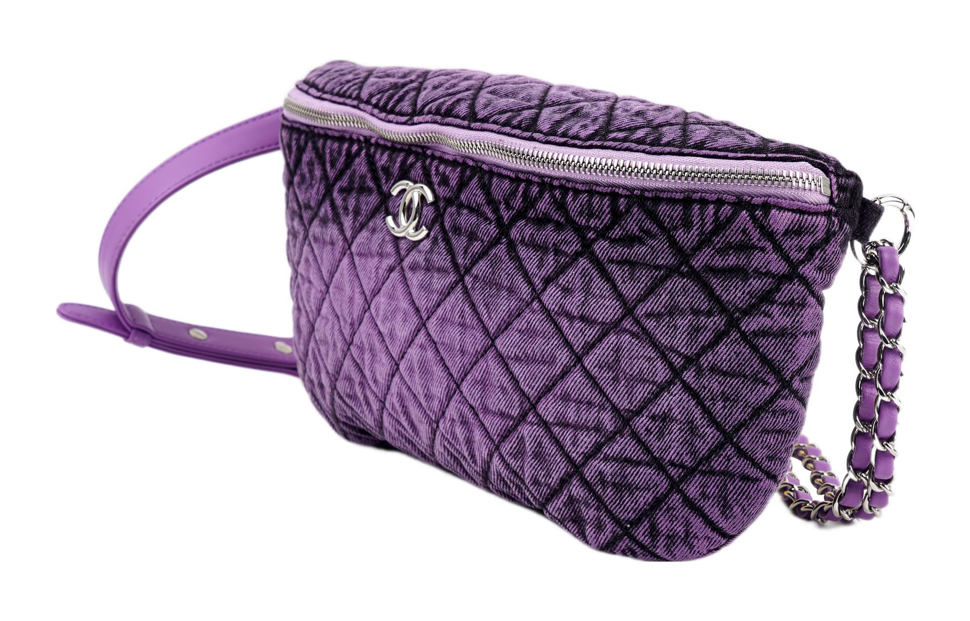 Поясная сумка CHANEL Denim Waist Bag Silver Chain Purple - изображение 2