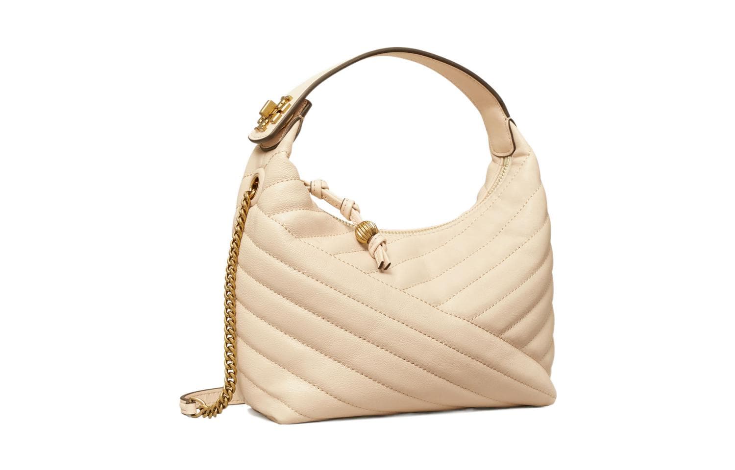 Сумка через плечо Tory Burch Kira Quilted Crescent Bag White - изображение 2