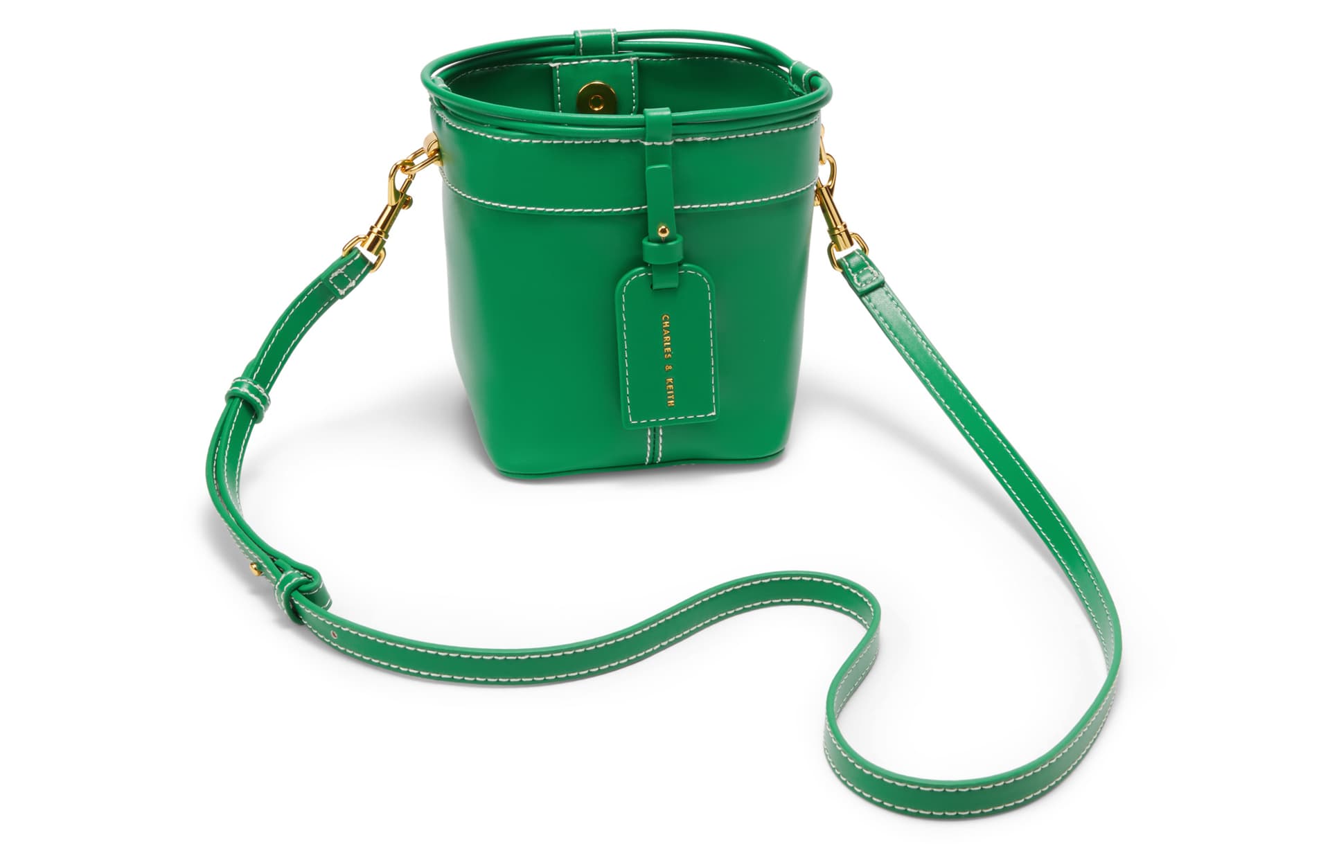 Сумка через плечо Charles & Keith Bucket Bag Cream/Navy/Green - изображение 3