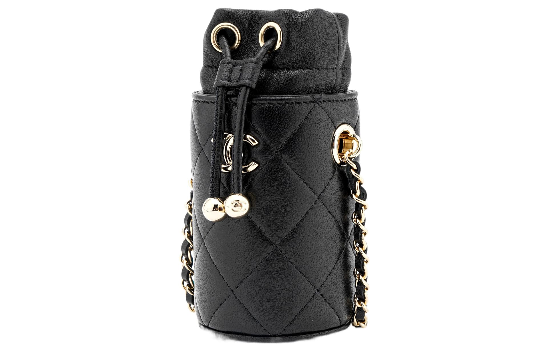 Сумка через плечо CHANEL Mini Bucket Bag Black Lambskin Gold Chain - изображение 3
