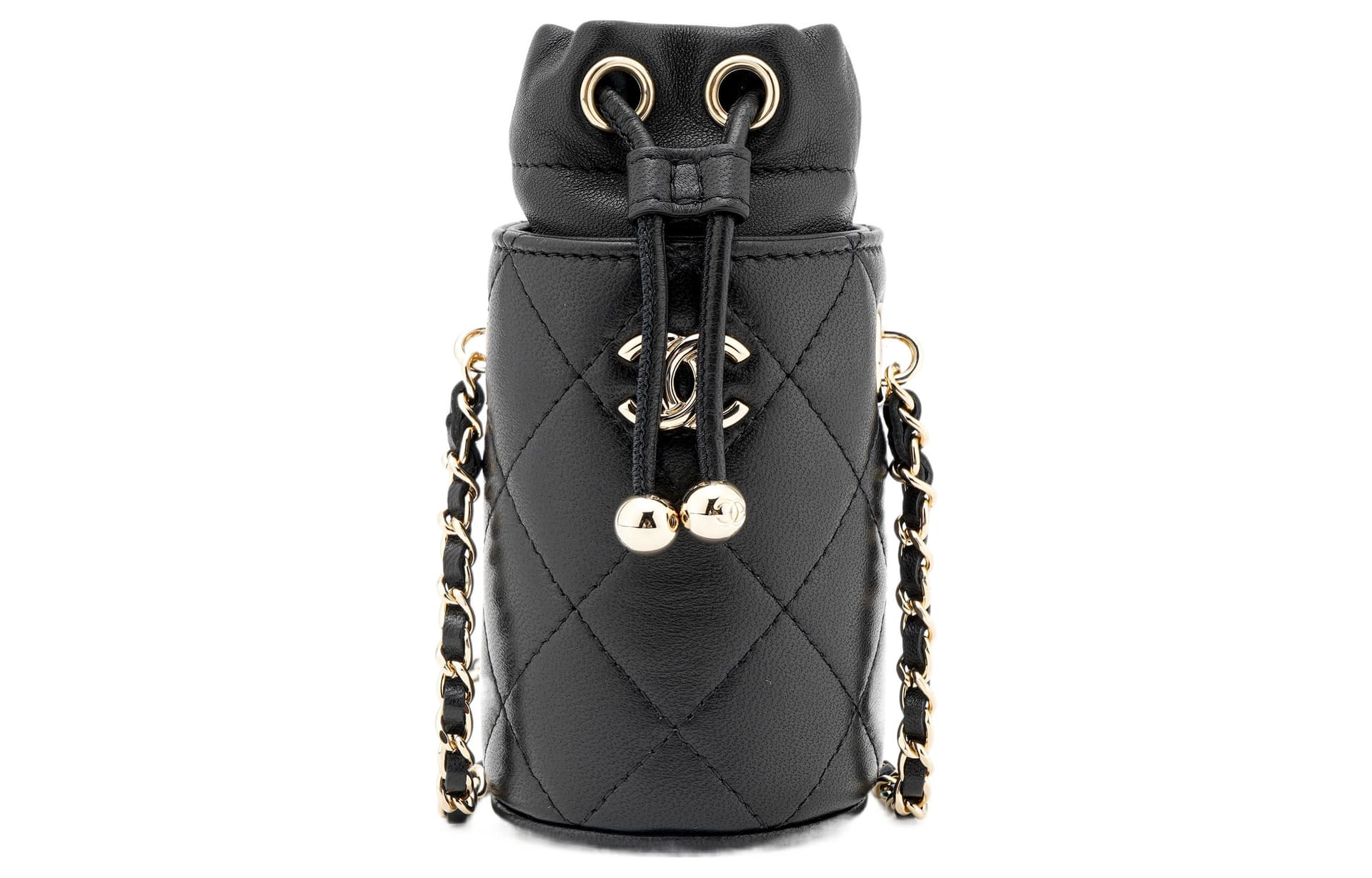 Сумка через плечо CHANEL Mini Bucket Bag Black Lambskin Gold Chain - изображение 2