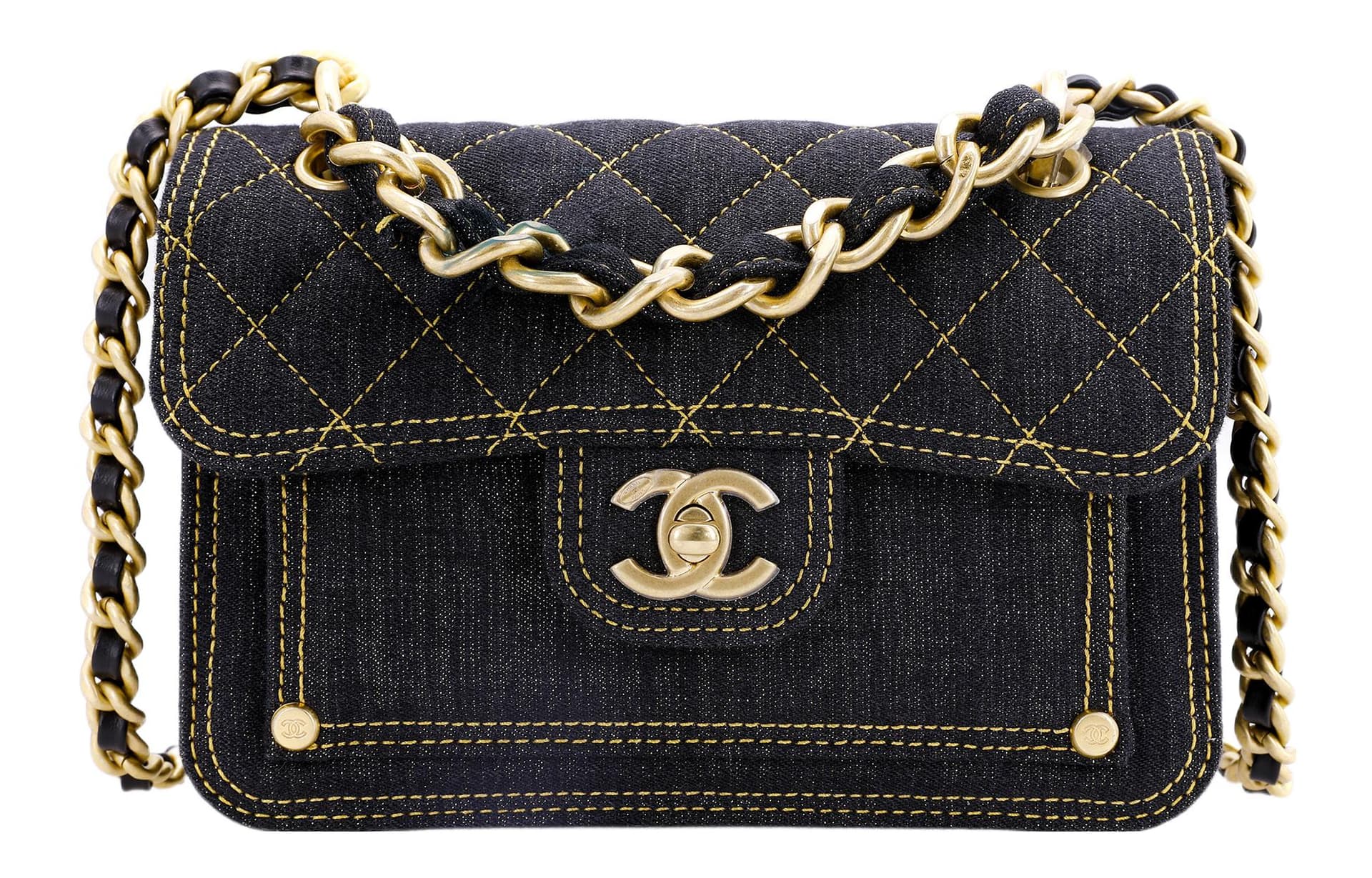 Сумка через плечо CHANEL Classic Chain Denim Messenger Bag Small Black - изображение 2