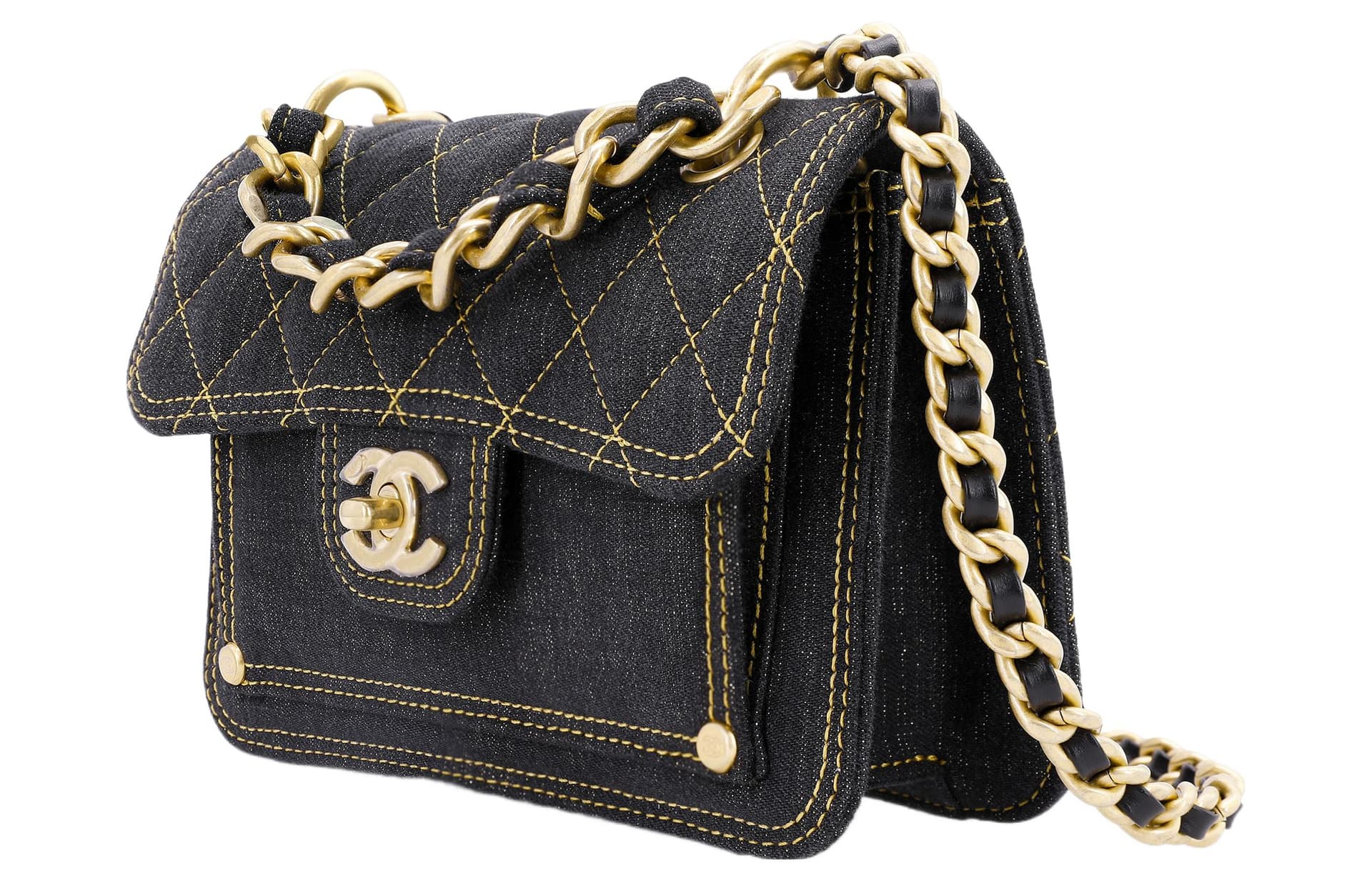 Сумка через плечо CHANEL Classic Chain Denim Messenger Bag Small Black - изображение 3