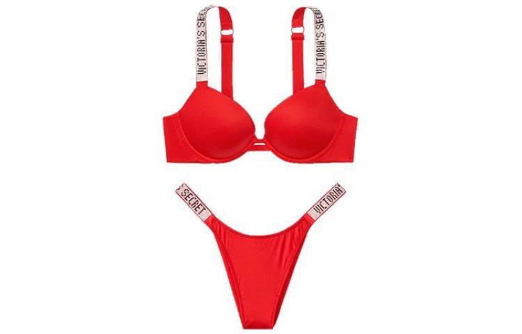 Трусы Victoria's Secret Комплект нижнего белья "Магия Цветов" Женский Ярко-Красный - изображение 2