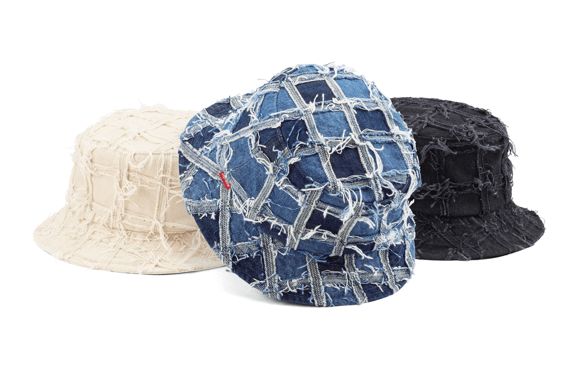 Панама Supreme SS23 WEEK16 FRAYED PATCHWORK DENIM CRUSHER - изображение 1