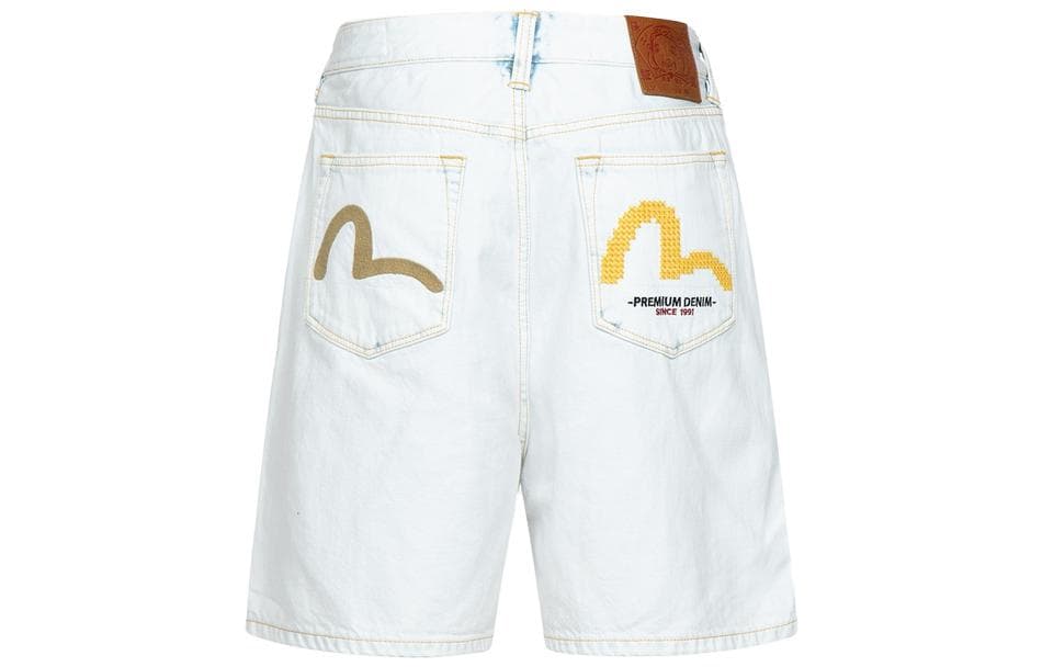 Джинсовые шорты EVISU Белые Мужские Джинсовые Шорты - изображение 2