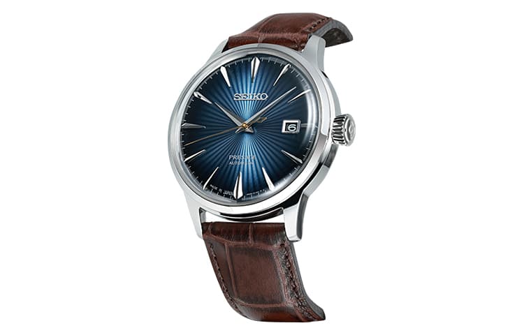 Часы SEIKO Механический механизм Коровья кожа Коровья кожа Шнуровка Часы Мужские Синий циферблат - изображение 3