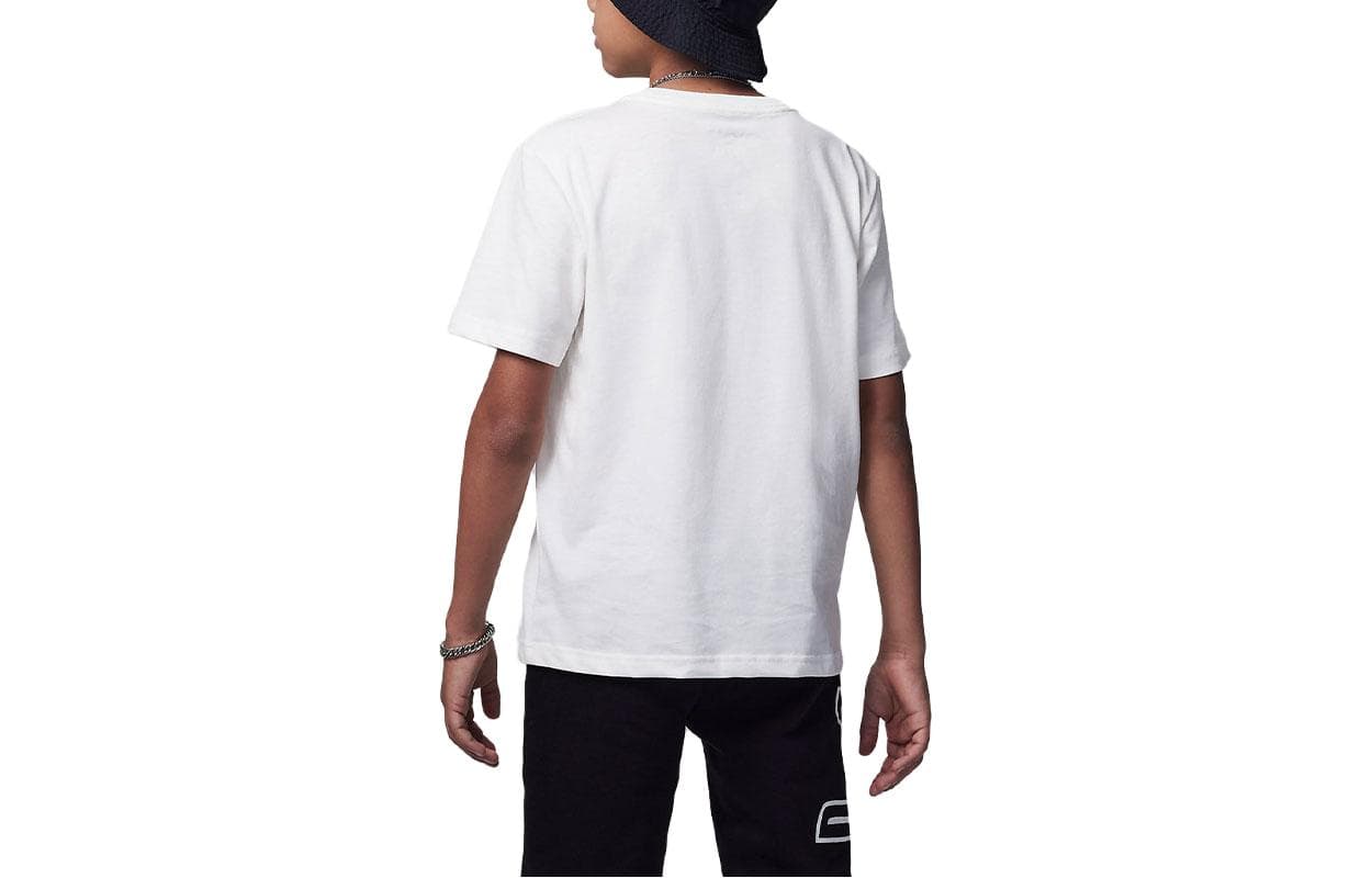Футболка Jordan T-shirt Flight MVP Буква Логотип Круглый вырез Вязаная модель Короткий рукав Парусно-белый Детский - изображение 2