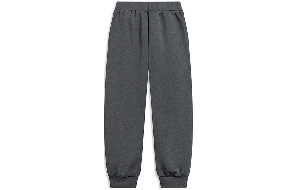 Li NING Young Спортивные трикотажные брюки С флисовой подкладкой Однотонный Эластичный манжет Флис Теневой серый Детский - изображение 2