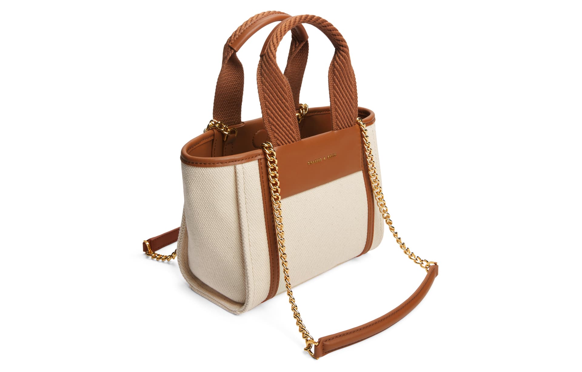 Сумка CHARLES KEITH Холщовая сумка для женщин цвет Черный Jet Коньяк Светлый Бежевый - изображение 3