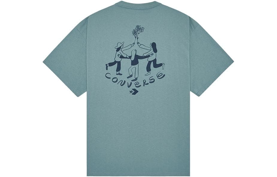 Футболка Converse FLOWER FRIENDS Print Round Neck Short Sleeve T-Shirt Мужской Павлиний синий - изображение 2