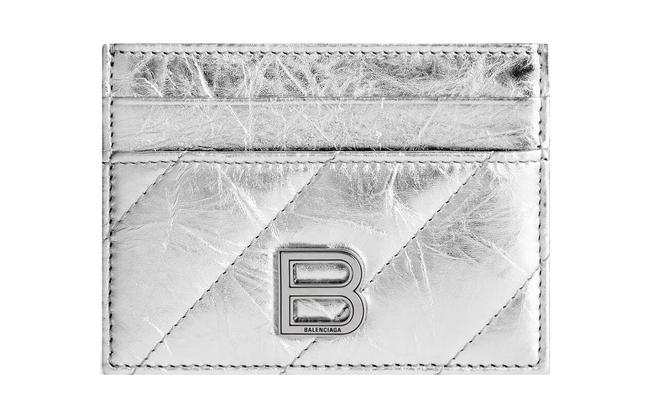 Картхолдер Balenciaga CRUSH Тисненая коровья кожа кошелек женский серебряный - изображение 1