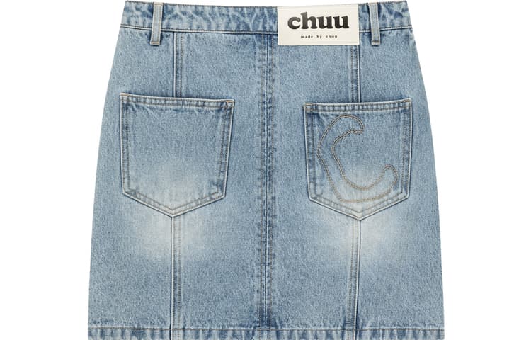 Юбка CHUU Джинсовый синий Женские Повседневные короткие юбки - изображение 2