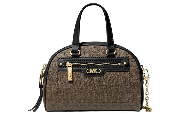 Сумка MICHAEL KORS Кожаная отделка купольной сумки сумка через плечо мини-сумка женский коричневый черный - изображение 1
