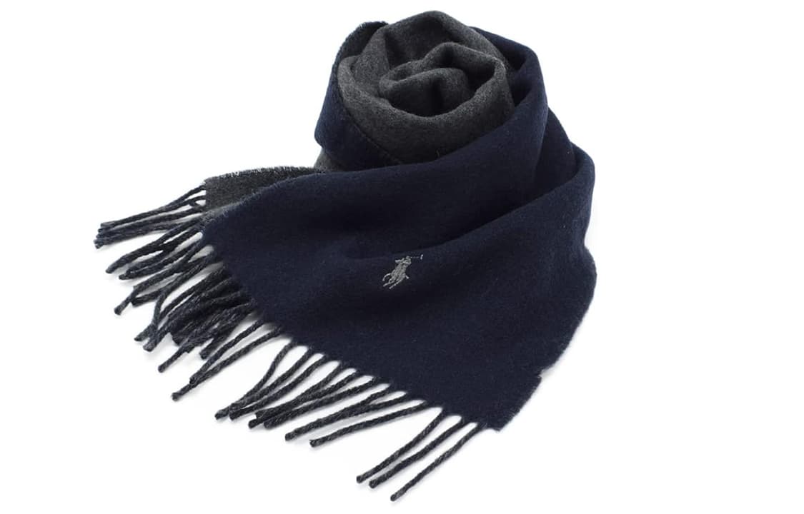 Шарф Шерстяные и нейлоновые вязаные шарфы Polo Ralph Lauren унисекс морской синий угольно-серый - изображение 2