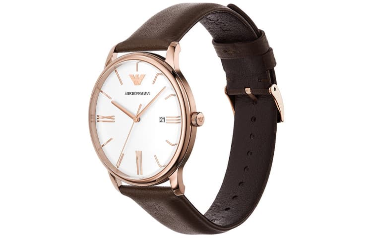 Механические часы EMPORIO ARMANI Часы с кругом на запястье Кварцевый механизм Кожаный ремешок 42 мм Белый циферблат Мужские часы - изображение 3