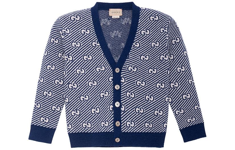 GUCCI FW21 Letter Jacquard V-Neck Wool Cardigan - изображение 2
