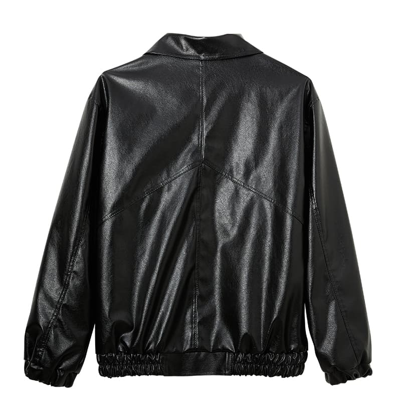 Кожаная куртки PMET Classic Button Collar Leather Jacket Black - изображение 2