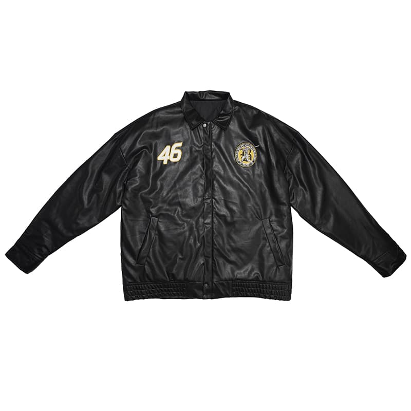 Кожаная куртки Holycrap Hip Hop Embroidered Jacket Black - изображение 2