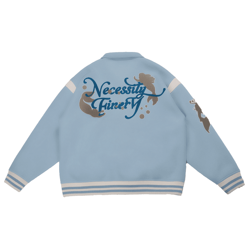 Бомбер Necessity Finery Vintage Baseball Jacket Light Blue - изображение 2