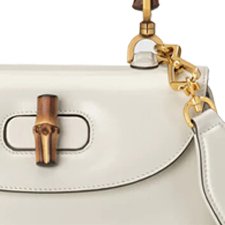 Сумка Gucci Bamboo Small Shoulder Bag White - изображение 7