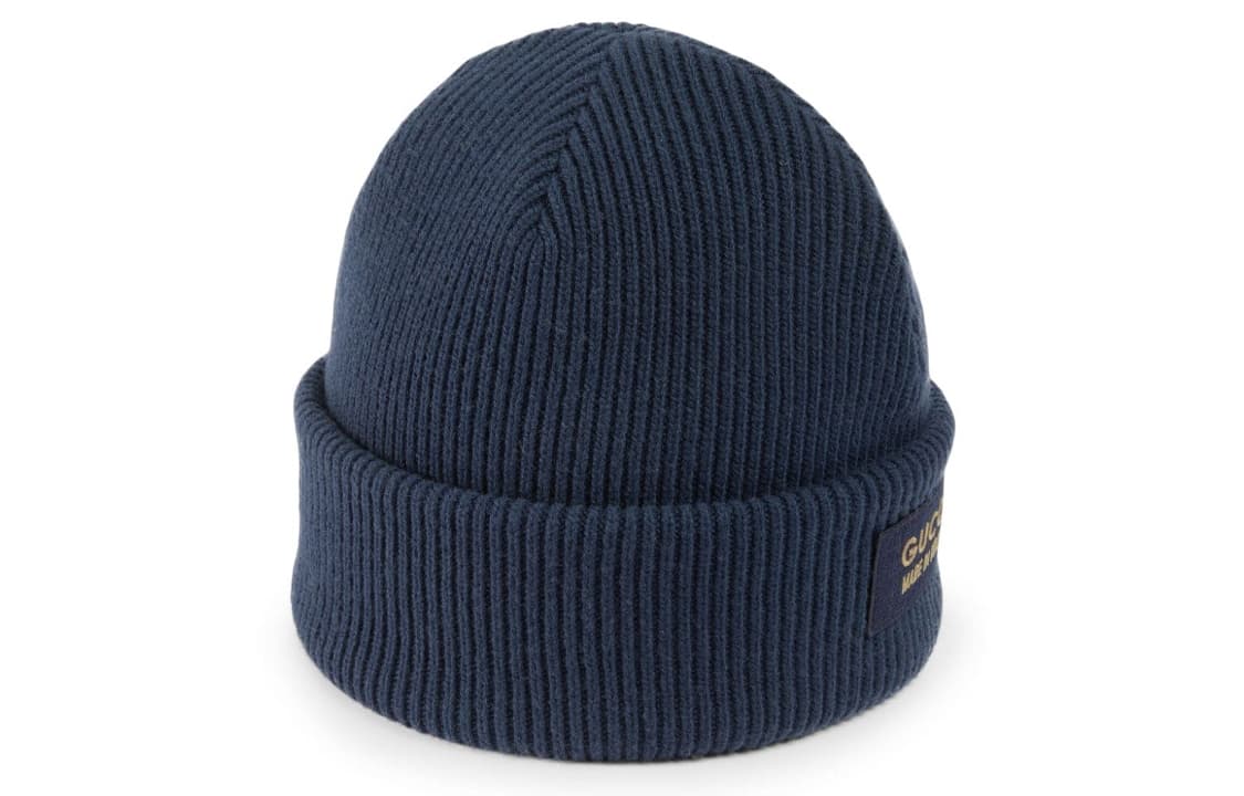 Шапка Gucci Logo Patch Beanie Navy - изображение 3