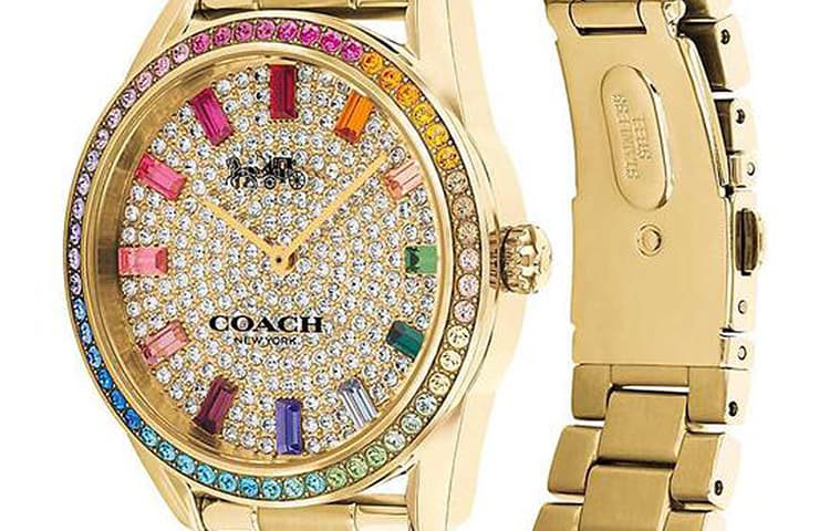 Механические часы COACH PRESTON Часы на запястье Кварцевый механизм Стальной ремешок 36 мм Золотой циферблат Женские часы - изображение 6