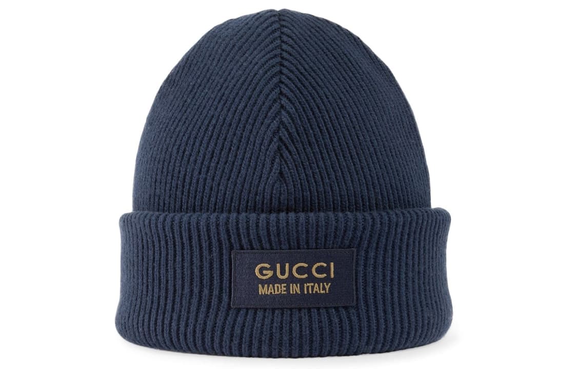 Шапка Gucci Logo Patch Beanie Navy - изображение 1