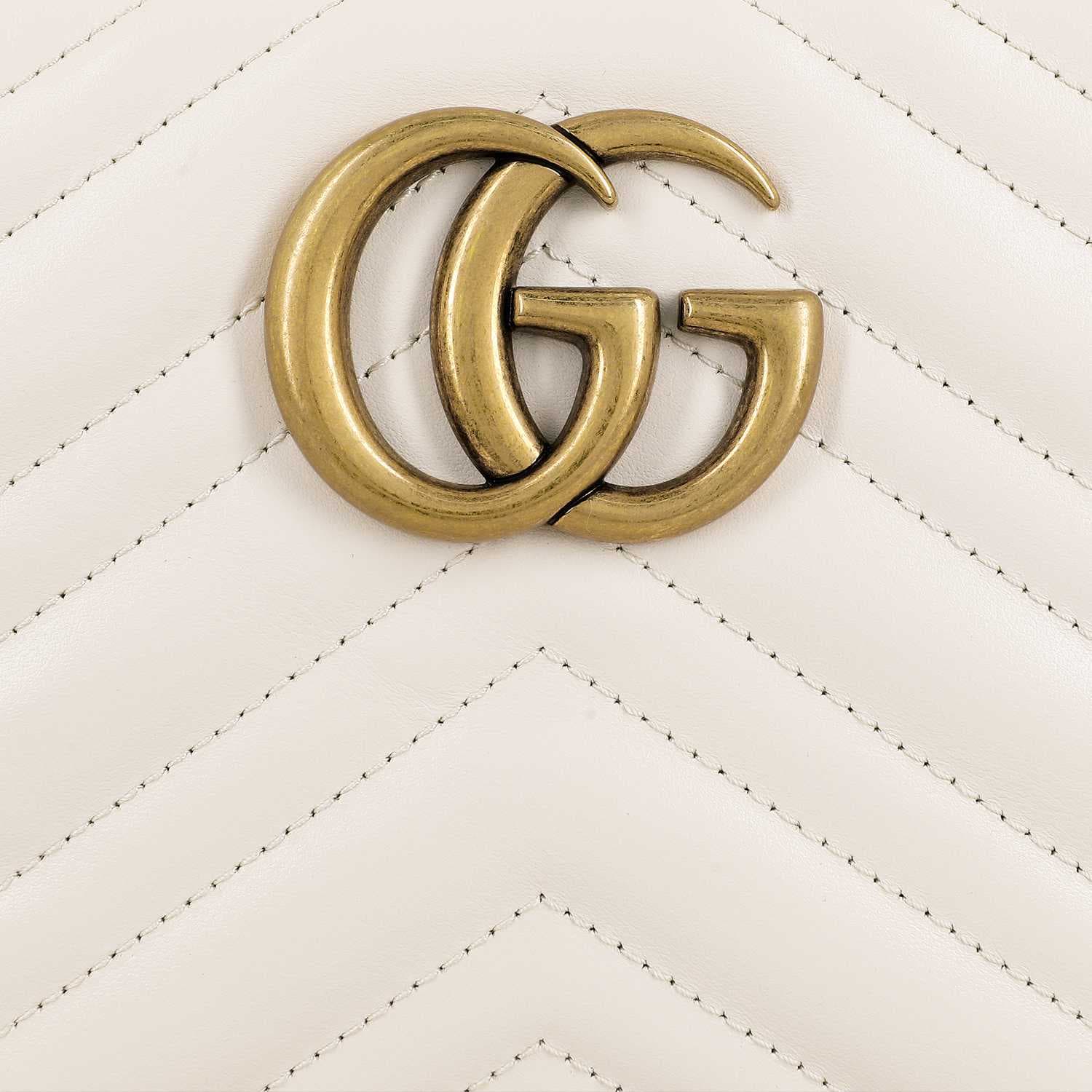 Мини-сумка Gucci GG Marmont Camera Bag White - изображение 11