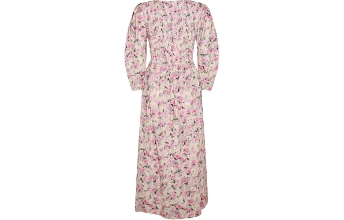 Платье GANNI Printed Cotton Open-Neck Smock Long Dress - изображение 2
