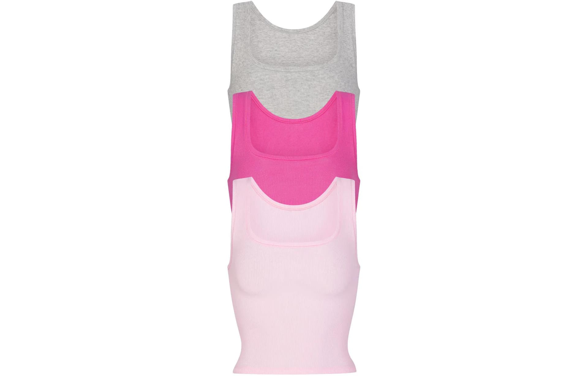 Трусы SKIMS Cotton Rib Tank 3-Pack Hot Pink Multi - изображение 1