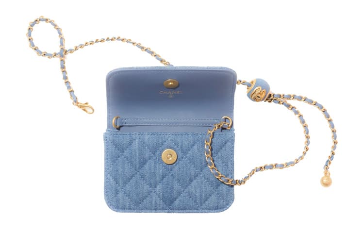 Сумка через плечо CHANEL Small Gold Ball Velvet Chain Bag Denim Blue - изображение 2