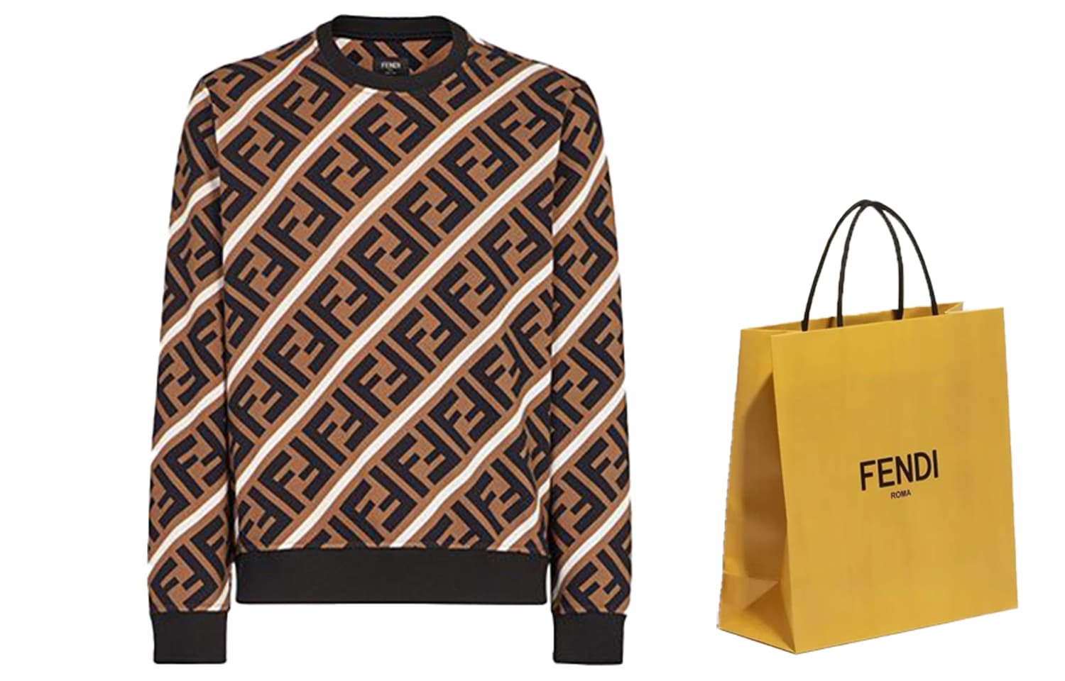 Кофта Fendi Letter Print Crewneck Sweatshirt Brown — фото 2