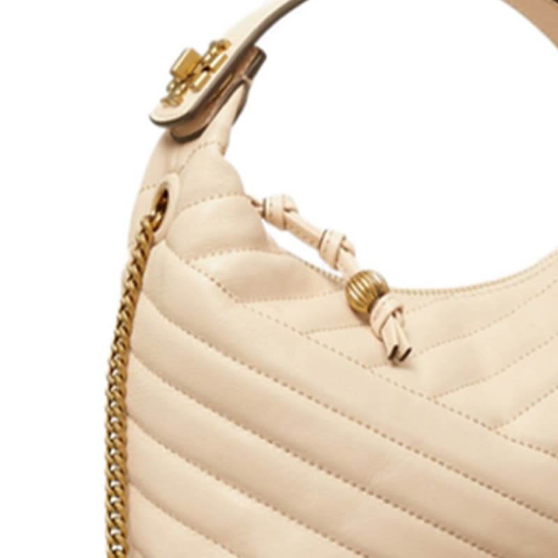 Сумка через плечо Tory Burch Kira Quilted Crescent Bag White - изображение 4