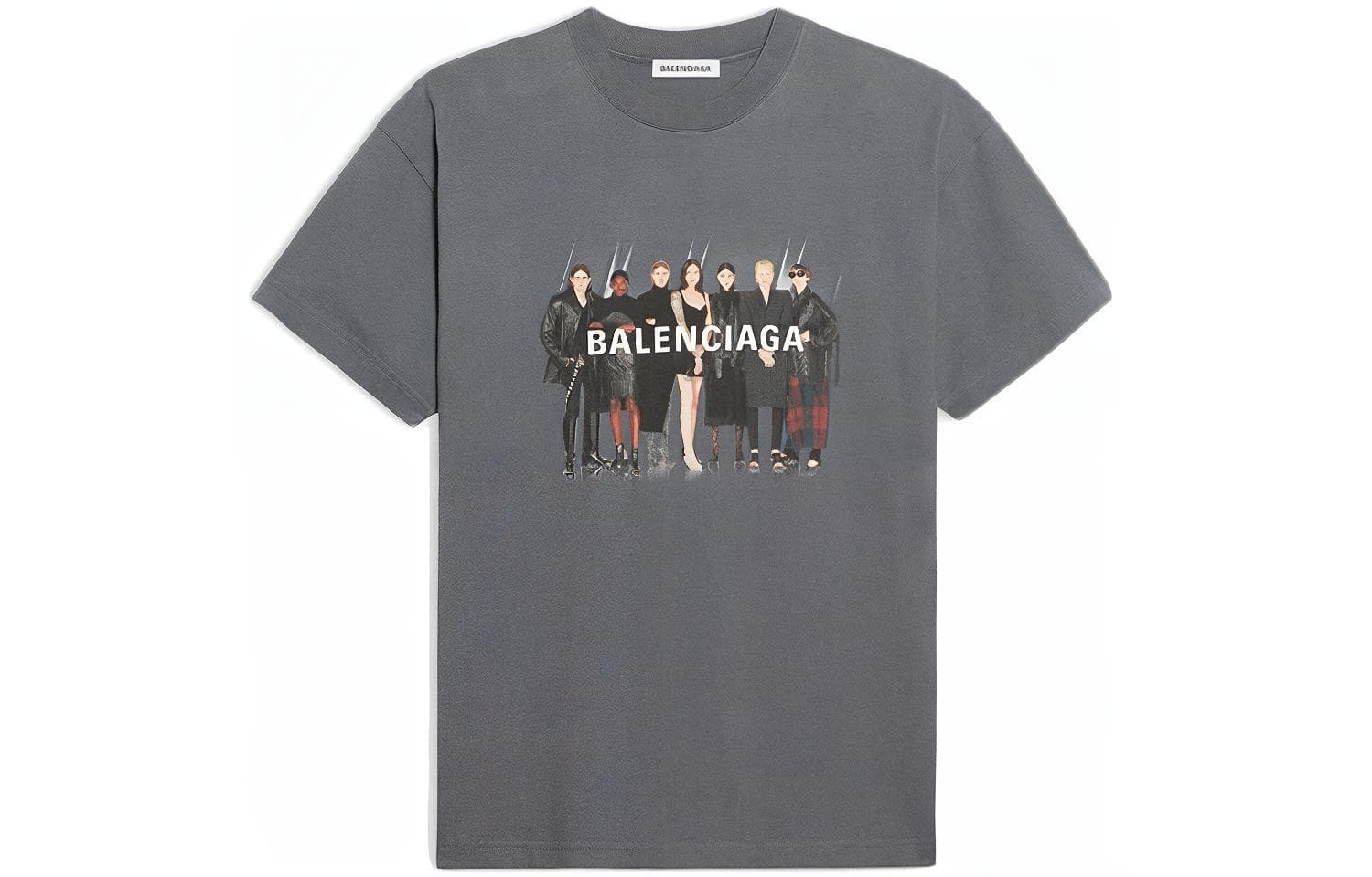 Футболка Balenciaga Band Portrait Logo T-Shirt Gray - изображение 7