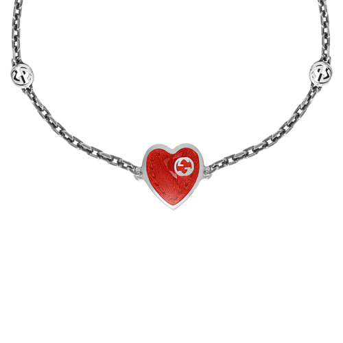 Браслет GUCCI Interlocking Heart Double G Silver Bracelet - изображение 2
