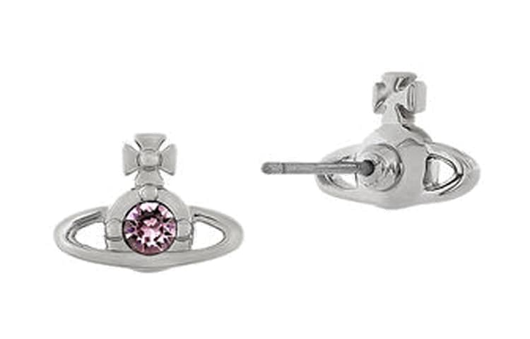 Серьги Серьги Crystal Vivienne Westwood Унисекс Серебряный Розовый Фиолетовый Ромб - изображение 2