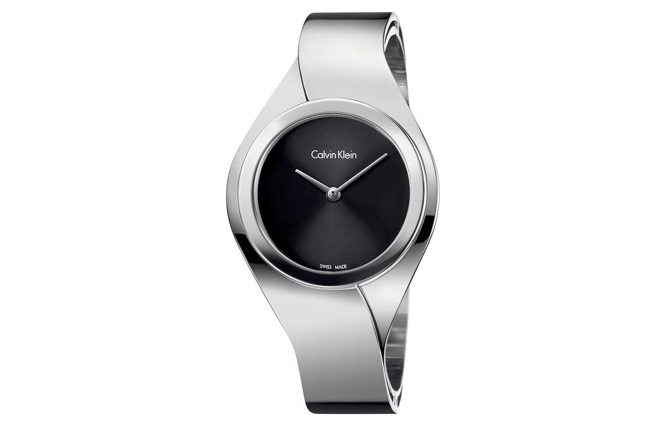 Механические часы Calvin Klein Часы с ремешком на запястье кварцевый механизм нержавеющая сталь шнуровка 34 мм черный циферблат - изображение 1