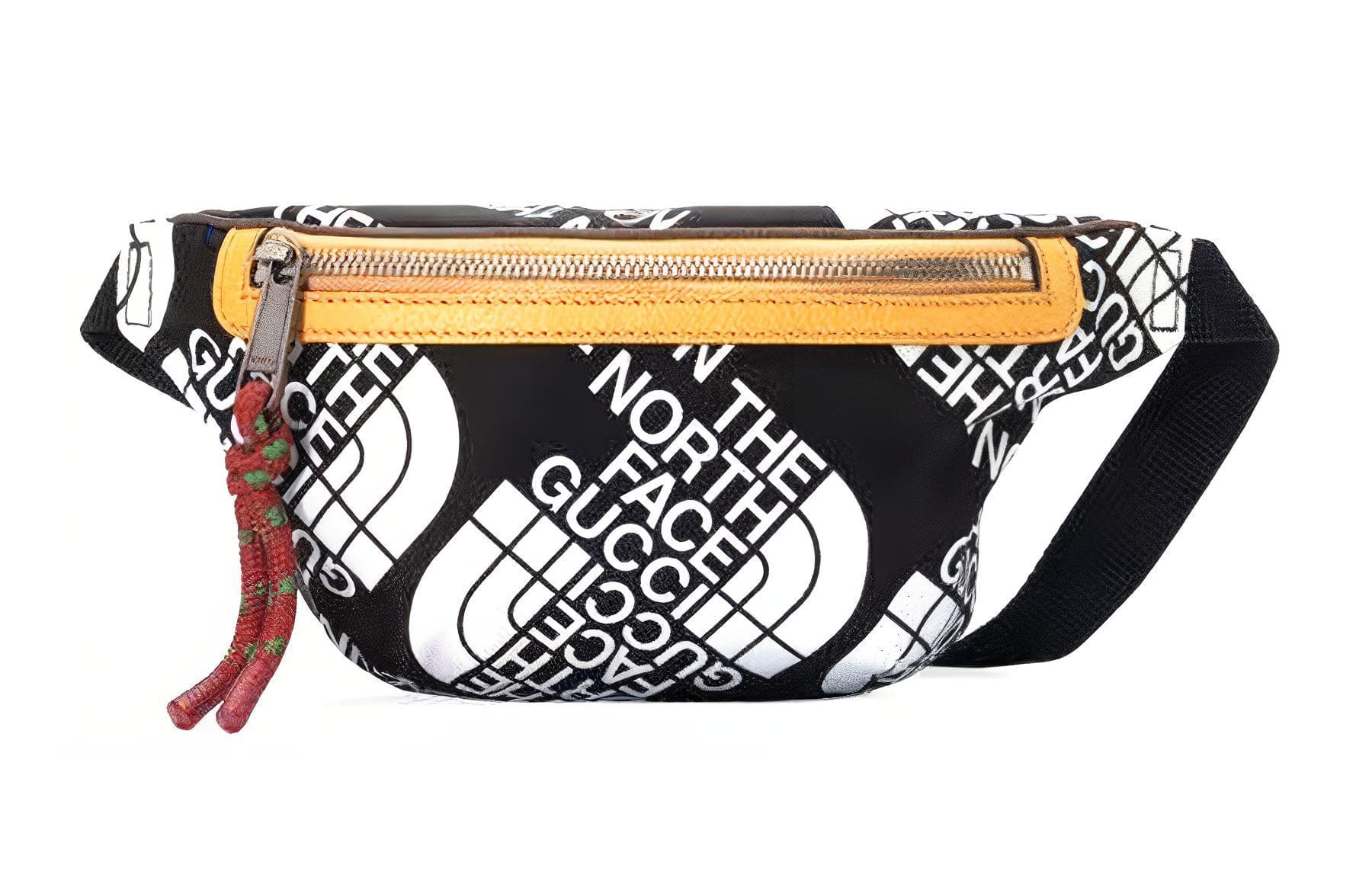 Поясная сумка Gucci x The North Face Logo Print Nylon Leather Waist Bag Black Yellow - изображение 1