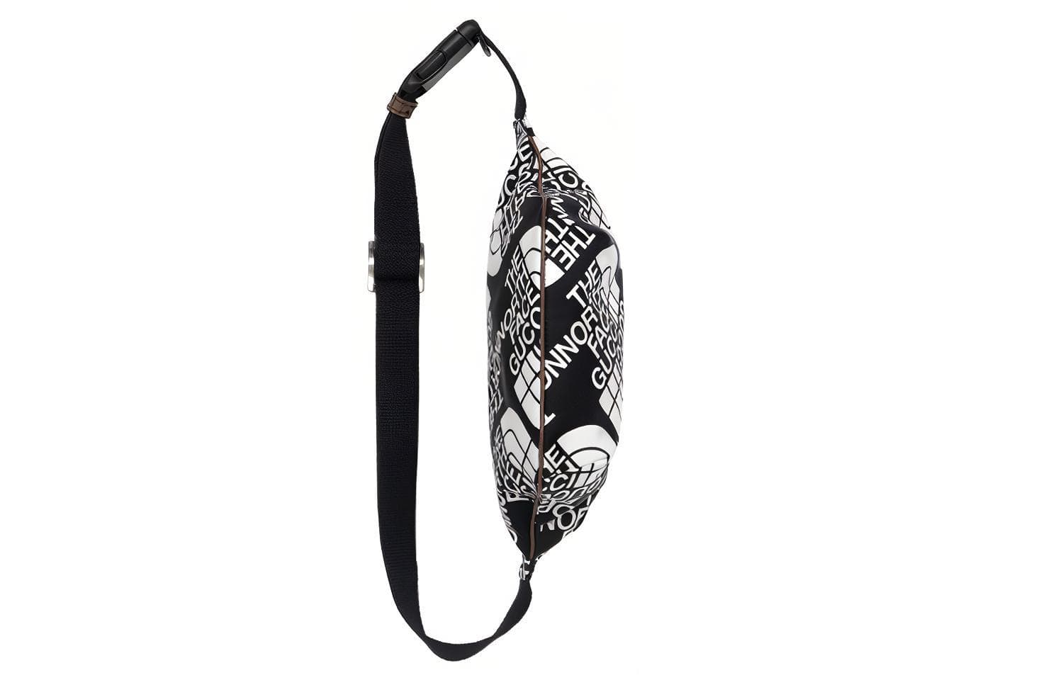 Поясная сумка Gucci x The North Face Logo Print Nylon Leather Waist Bag Black Yellow - изображение 7