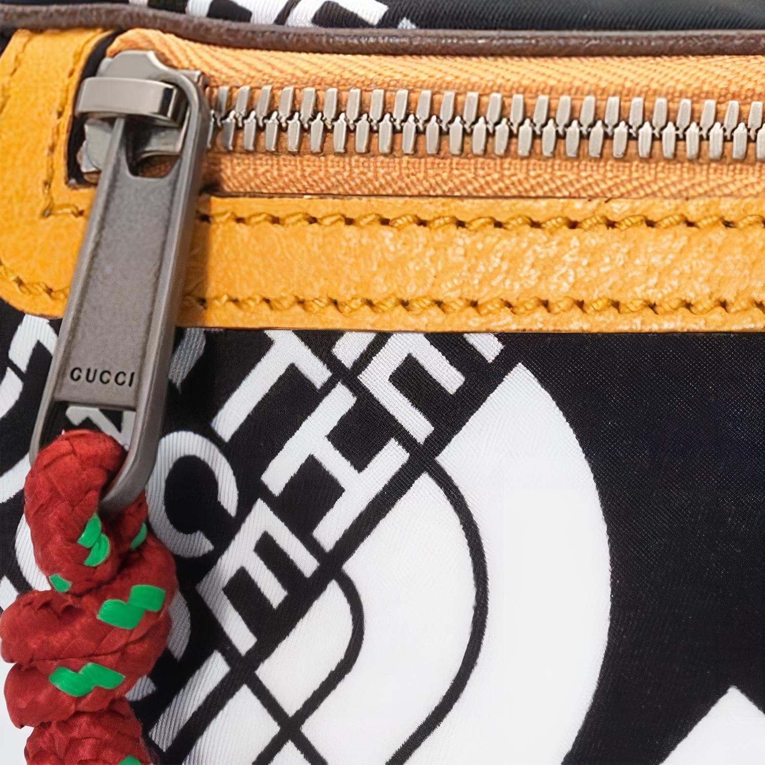 Поясная сумка Gucci x The North Face Logo Print Nylon Leather Waist Bag Black Yellow - изображение 8