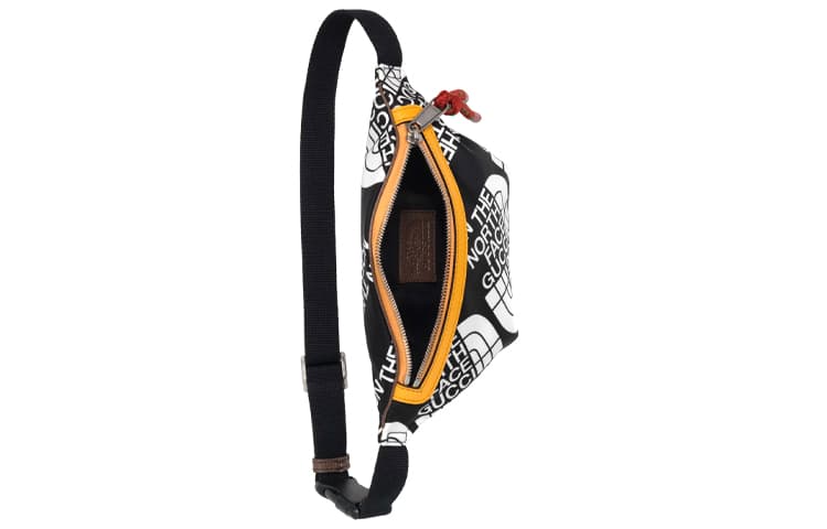 Поясная сумка Gucci x The North Face Logo Print Nylon Leather Waist Bag Black Yellow - изображение 6
