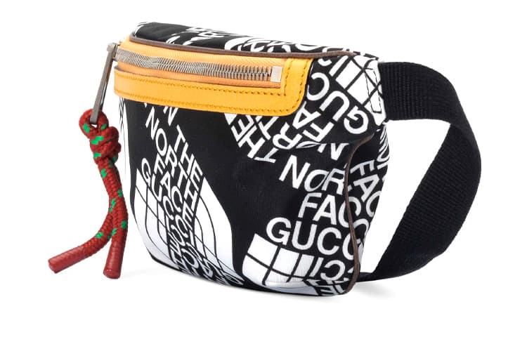 Поясная сумка Gucci x The North Face Logo Print Nylon Leather Waist Bag Black Yellow - изображение 2